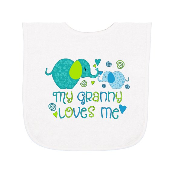 Inktastic My Granny Loves Me Cute Elephants Baby Terry Cloth Bib
