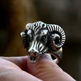 thumbnail image 5 of PAMTIER Men's Stainless Steel Vintage Hip Hop Devil Ghost Big Ram's Horn Goats Sheep Skull Head Biker Ring Skeleton Statement Silver Size 12, 5 of 6