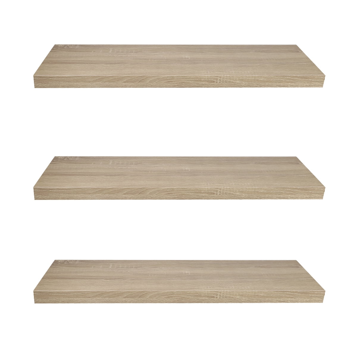 Home Basics 30" Rectangular MDF Floating Shelf, Oak (3 Pack)