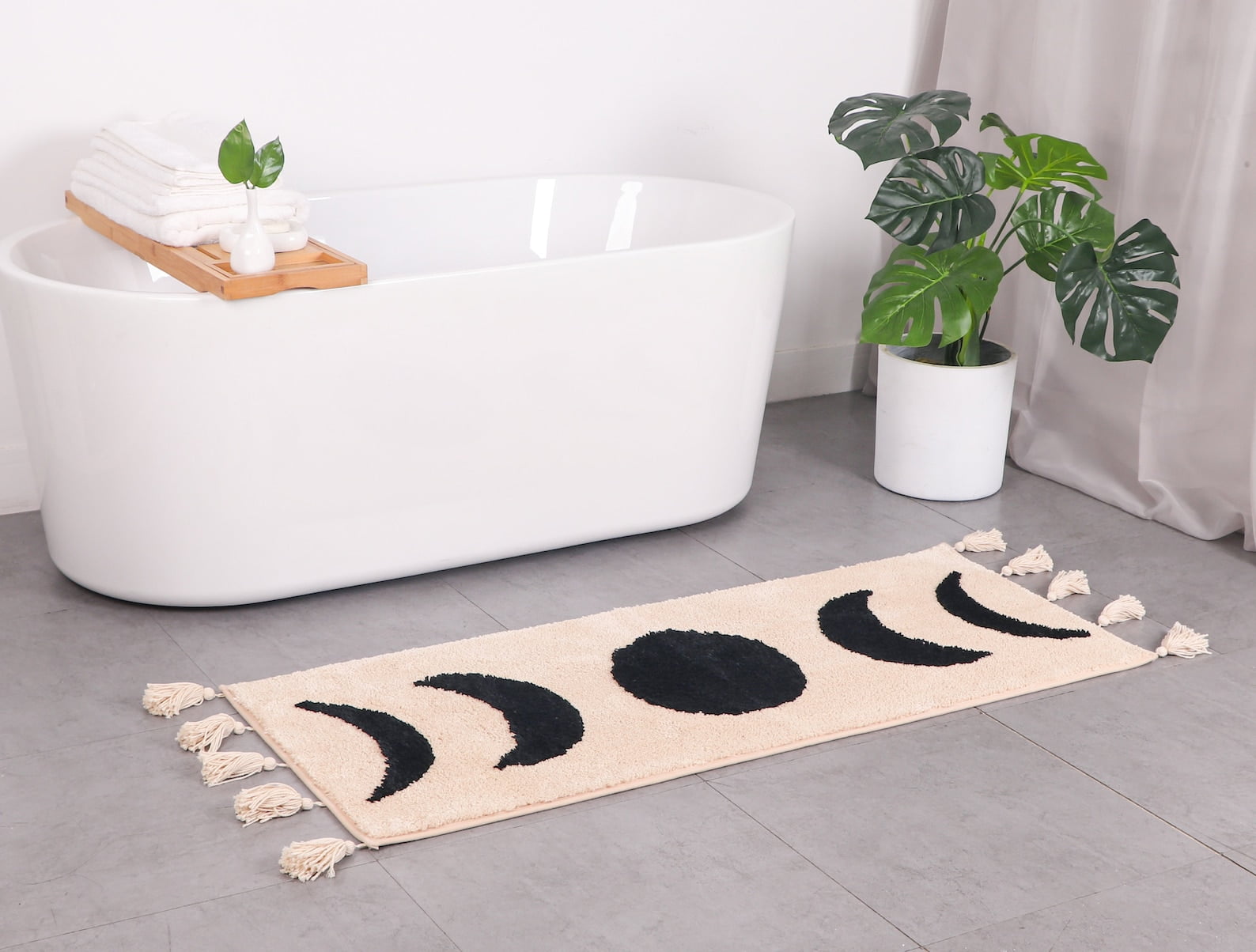 Inyahome Boho Bathroom Rugs Cute Shower Rug Sunrise Bath Rugs