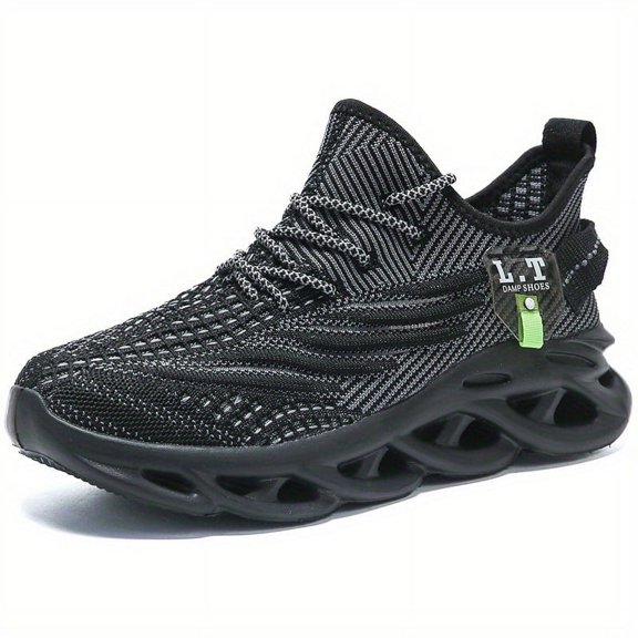 Men'S Lightweight Fashion Plus Size Casual Sports Shoes | Stripe Pattern, Lace Closure, Fabric Upper, MD Sole, Round Toe, Suitable for Spring and Summer