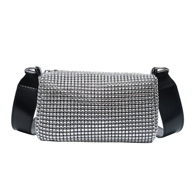 Sywqhk Bolso De Hombro Con Diamantes De Imitación Para Mujer, Con Correa Ancha Y Cadena, Monedero Brillante (Plateado) Sywqhk Para estrenar