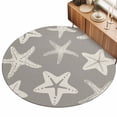 thumbnail image 2 of Round Area Rugs 7Ft, Grey Starfish Coastal Non-Slip Washable Circle Rugs Carpet, Nautical Summer Ocean Abstract Art Indoor Outdoor Rug Floor Mats Throw Runner for Bedroom Living Room Bathroom, 2 of 8