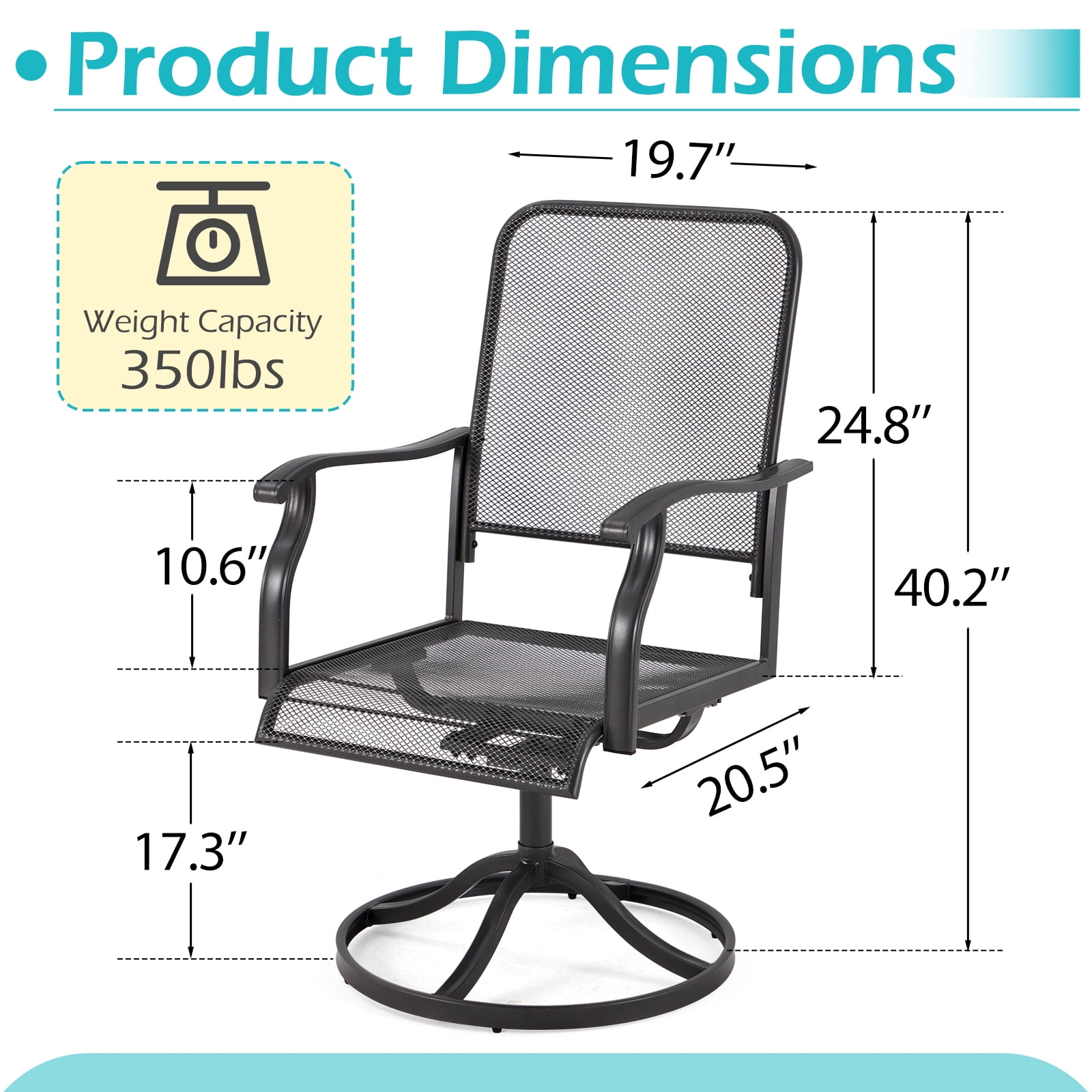 AECOJOY Swivel Chairs Set of 2 Patio Dining Rocker Chair Rocking Patio Furniture for Garden Backyard Bistro