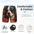 thumbnail image 2 of Kdxio Vintage Colorful Flower French Bulldog Print Men's Swim Trunks with Compression Liner 7 Inch Inseam Quick Dry Swim Shorts, 2 of 5
