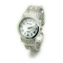 Ladies Elegant Metal Bangle Casual Cuff Female Fashion Watch Pearl Dial Wincci (Silver)