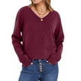thumbnail image 5 of Winter Sweater for Women V-Neck Crochet Knit Shirt Lightweight Comfy Long Sleeve Pullover Fall Tops 2026, 5 of 9