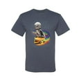 thumbnail image 2 of Funny Graphic Astronaut Cat in Space on Cheeseburger | Mens Cat Lover Graphic T-Shirt, Vintage Heather Blue, 2XL, 2 of 3