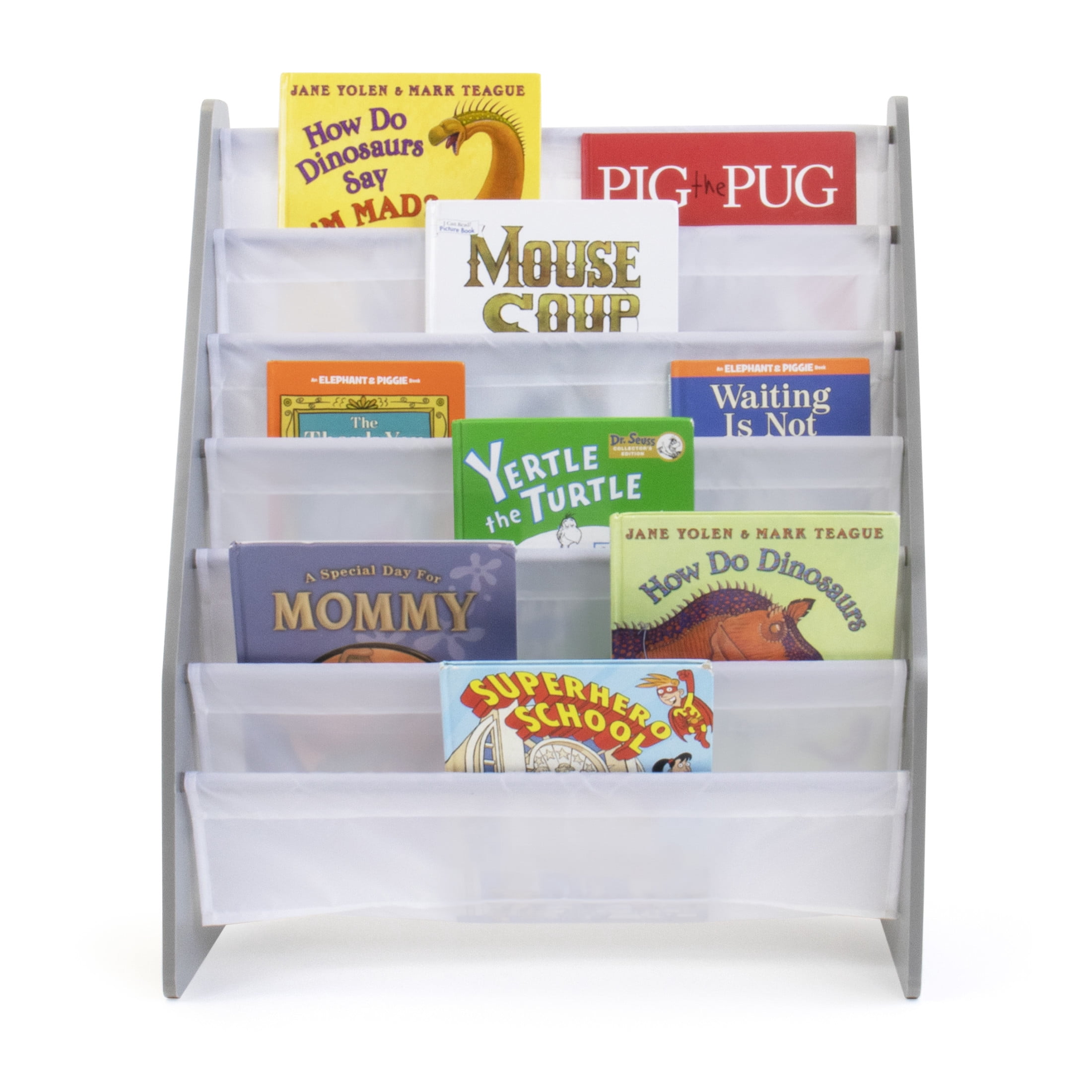Humble Crew Kids Bookrack Supersized 6-Tier Storage Bookshelf, Grey/White