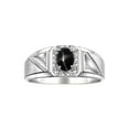 thumbnail image 1 of RYLOS Men's Rings Sterling Silver Classic 7X5MM Oval Gemstone & Diamond Ring Black Star Sapphire March Birthstone Rings For Men Size 10, 1 of 7