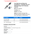 thumbnail image 2 of Front Right Axle and Wheel Hub Assembly Kit 2 - Compatible with 1997 - 2004 Buick Regal 3.8L V6 Naturally Aspirated 1998 1999 2000 2001 2002 2003, 2 of 2