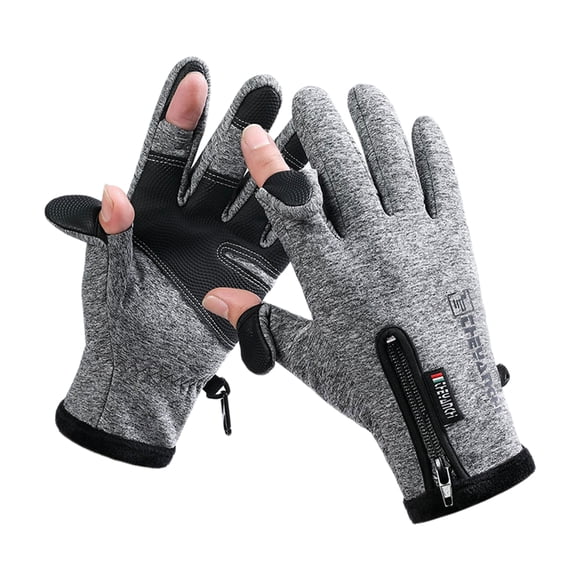 Yeacher Winter Touchscreen Warm Gloves Windproof Waterproof Gloves for Running Driving Cycling Working -Slip Zipper Type Gloves, Grey XXL