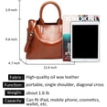 thumbnail image 3 of LHSHID Women Fashion Tote Handbags Lightweight PU Leather Satchel Shoulder Bags Retro Oil Wax Handle Purse, 3 of 7