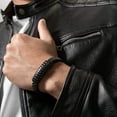 thumbnail image 6 of SERASAR Leather Bracelet for Men "Helix" with stainless steel magnetic closure, Black 17cm, including gift box, 6 of 9