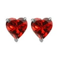 thumbnail image 2 of AoneJewelryHeart Garnet Earrings for Women in 14k White Gold ( 7 mm ) Prong-Setting, 2 of 4