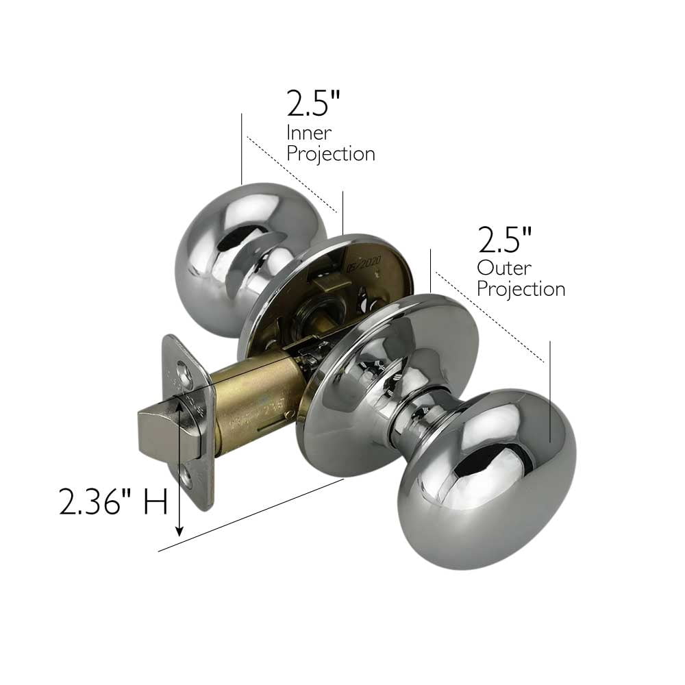 Design House Cambridge Passage Hall and Closet Door 2-Way Knob, Polished Chrome