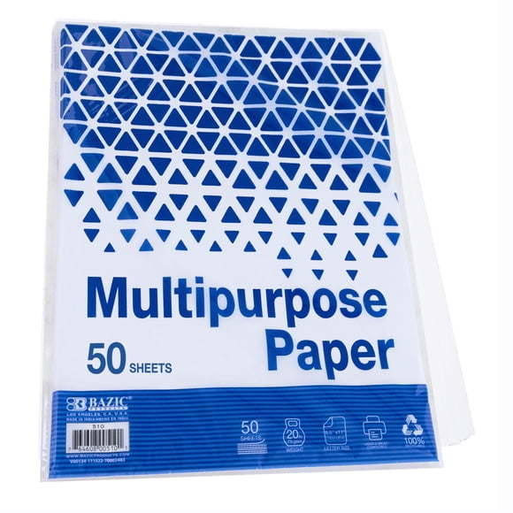 Papel multiusos BAZIC, 50 hojas, 21,6 x 27,9 cm, 75 g/m², 20 libras