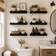 thumbnail image 5 of KAIWIN Floating Shelves for Wall, 15.7In Black Wall Shelves for Decor Storage Set of 6, Wall Mounted Wood Shelves for Bedroom, Living Room, Bathroom, Kitchen, 5 of 5