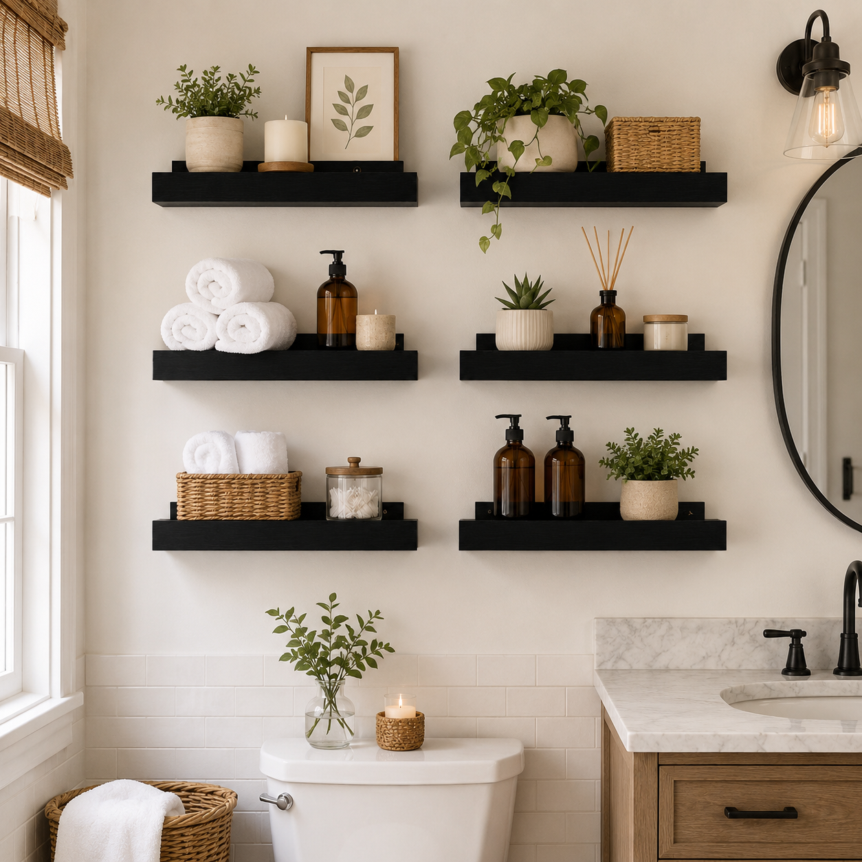 KAIWIN Floating Shelves, Black, Set of 6 photo 5