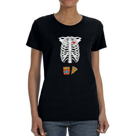 Funny Skeleton Body Graphic Women T-Shirt, Female x-Large