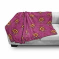 thumbnail image 2 of Oriental Soft Flannel Fleece Throw Blanket, Damask Pattern Inspired Illustration in Vibrant Colors, Cozy Plush for Indoor and Outdoor Use, 70" x 90", Hot Pink Earth Yellow, by Ambesonne, 2 of 5
