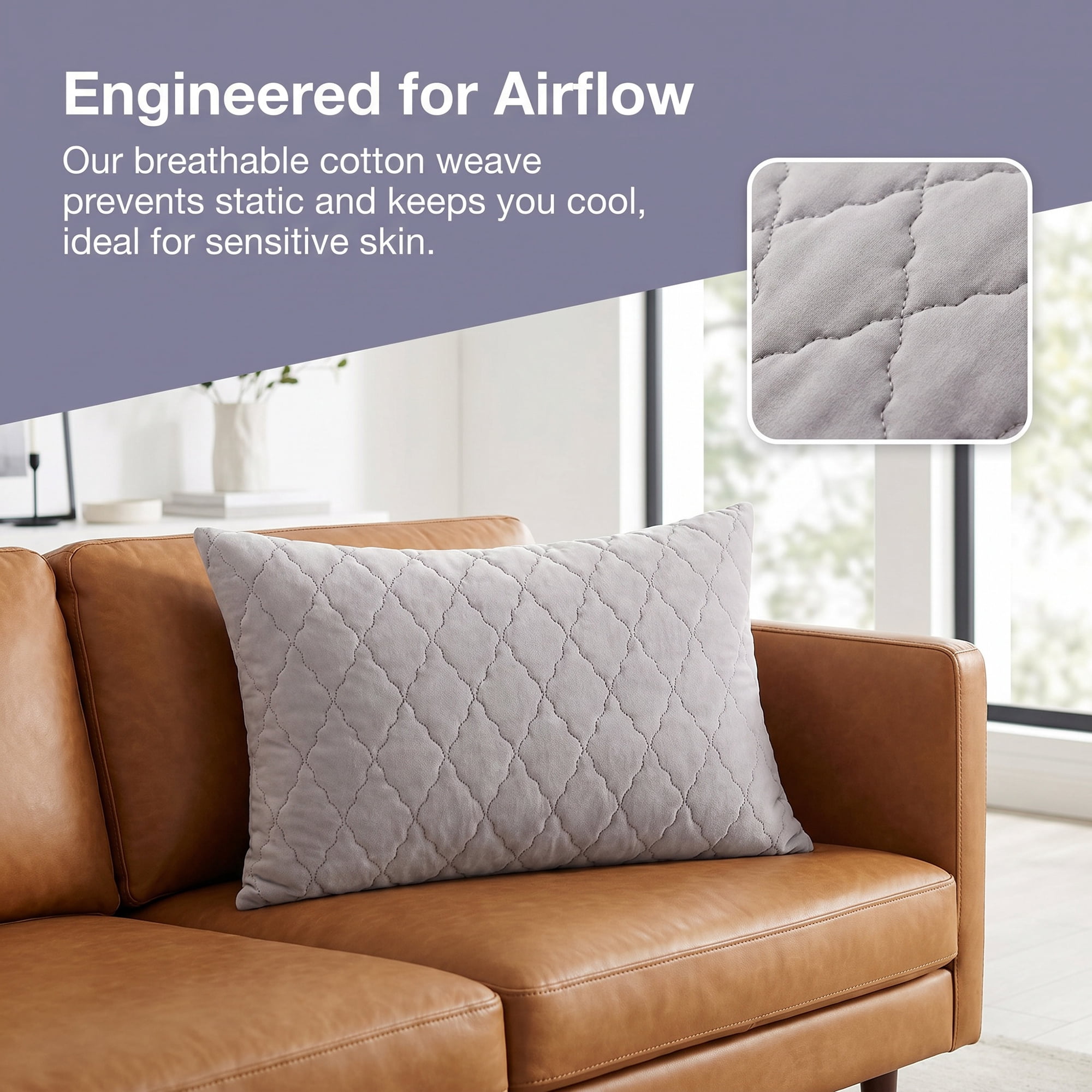 Unique Bargains Breathable Hypoallergenic Envelope Pillow Protectors Queen Gray 20" x 30"