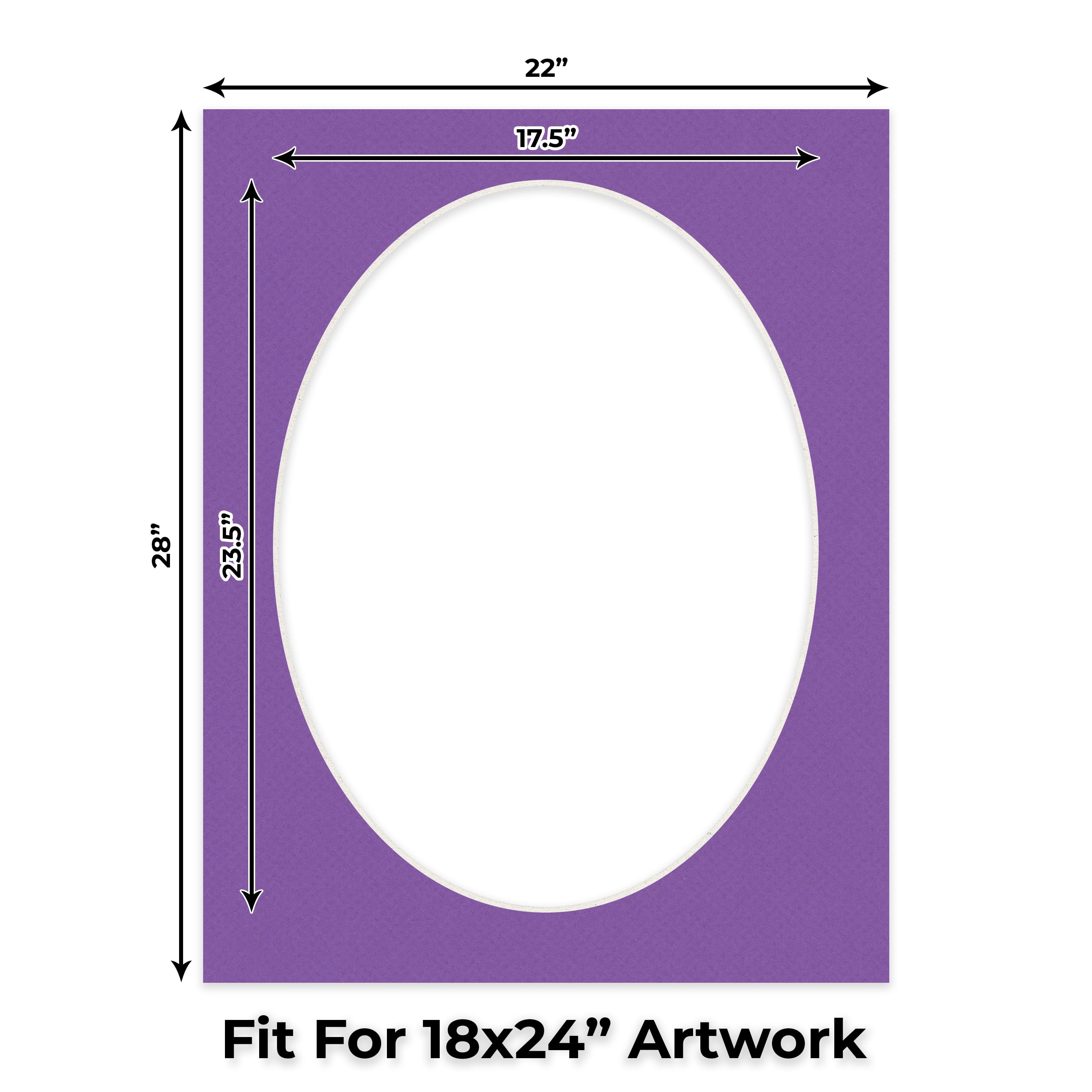 Purple Iris Picture Frame Mat for 22x28 Frames - Oval Opening for 18x24 Photos - 25 Mats