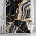thumbnail image 3 of Black Gold Marble Shower Curtain for Bathroom Decor, Glitter Geometric Marble Foil Texture Waterproof Fabric Shower Curtain, 36"x72" Set with 12 Hooks, 3 of 9