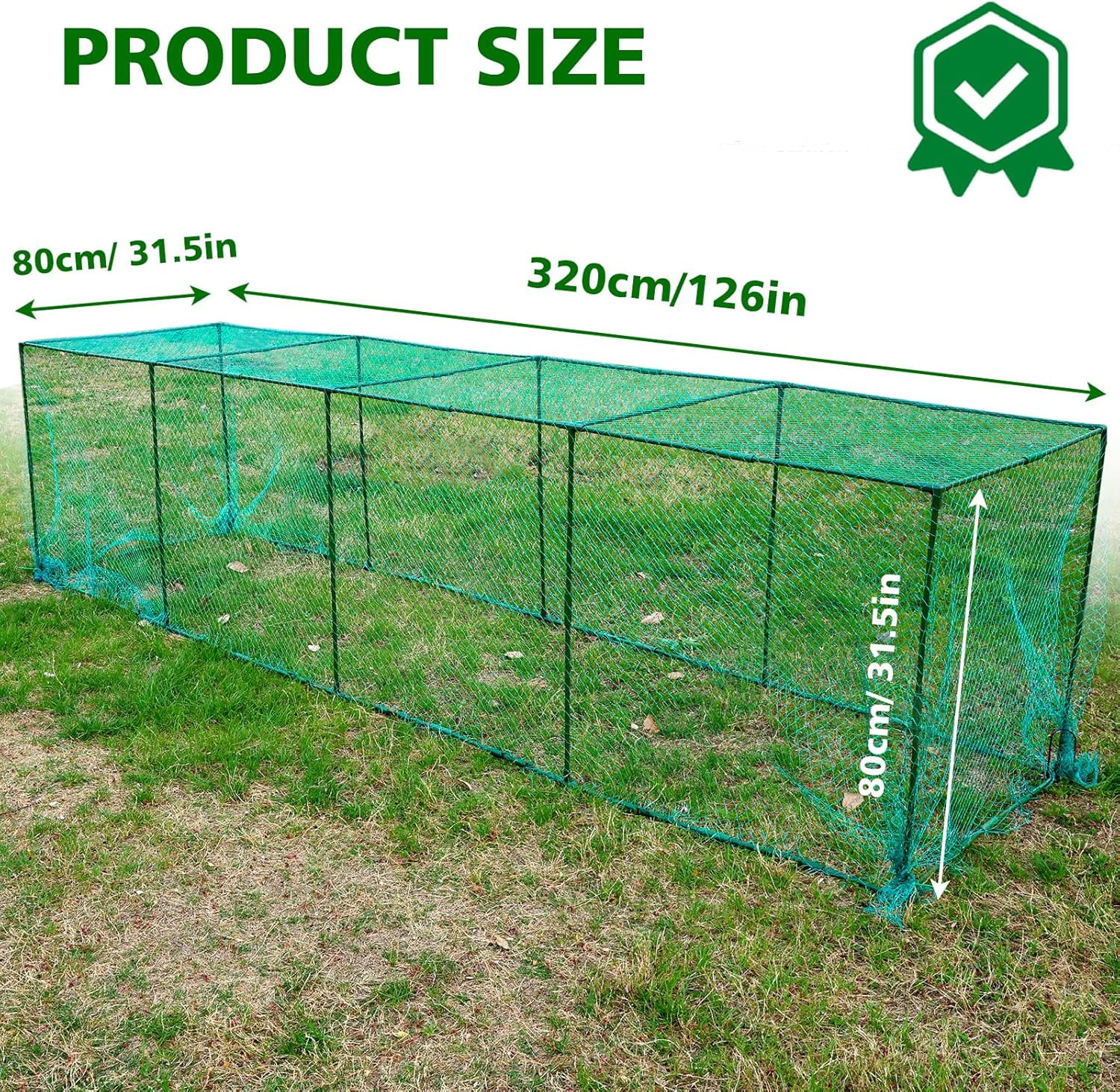 Large Chicken Tunnels,126 x 31IN Portable Chicken Coop Cube Run, DIY Chicken Tunnel for Outside Yard, Chickens Runs for Yard Easy Installation Poultry Coop Suitable for Duck, Rabbit