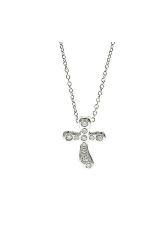 Pre-Owned Tiffany Cross Diamond Necklace Platinum Diamond Men,Women Fashion Pendant Necklace