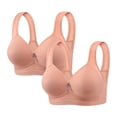 thumbnail image 1 of Puntoco Sujetadores cómodos para mujer, 2 piezas, estampado de mujer, fruncidos, talla grande, ropa interior de uso diario, sin aros, 1 of 3