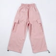 thumbnail image 3 of Cargo Pants Kids Relaxed Fit Jogger Pants for Girls Stretch Elastic Waist Pink Cargo Pants with Pocket Girls Clothing Size 4-5 Years, 3 of 6