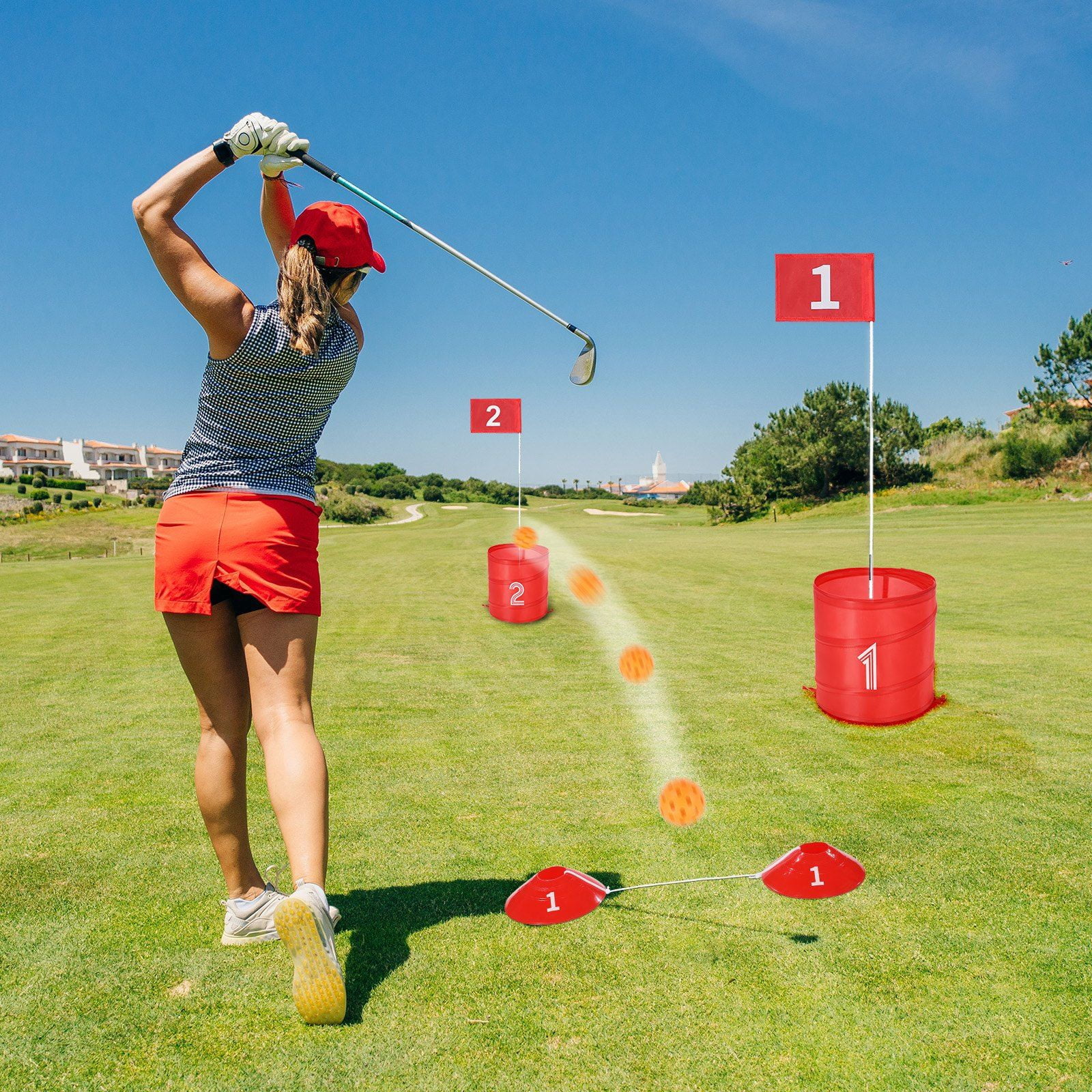 Backyard Golf Game 9 Hole Portable Outdoor Bucket Golf Set with Flags, Balls & Tee Boxes, Fun Lawn Golf Yard Game for Kids & Adults, Easy Setup for Family Gatherings, Parks, Beaches, or Outdoor
