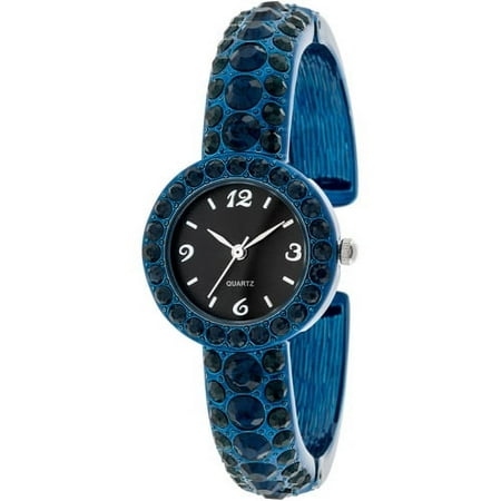 Women's Crystal Bangle Watch, Navy Blue