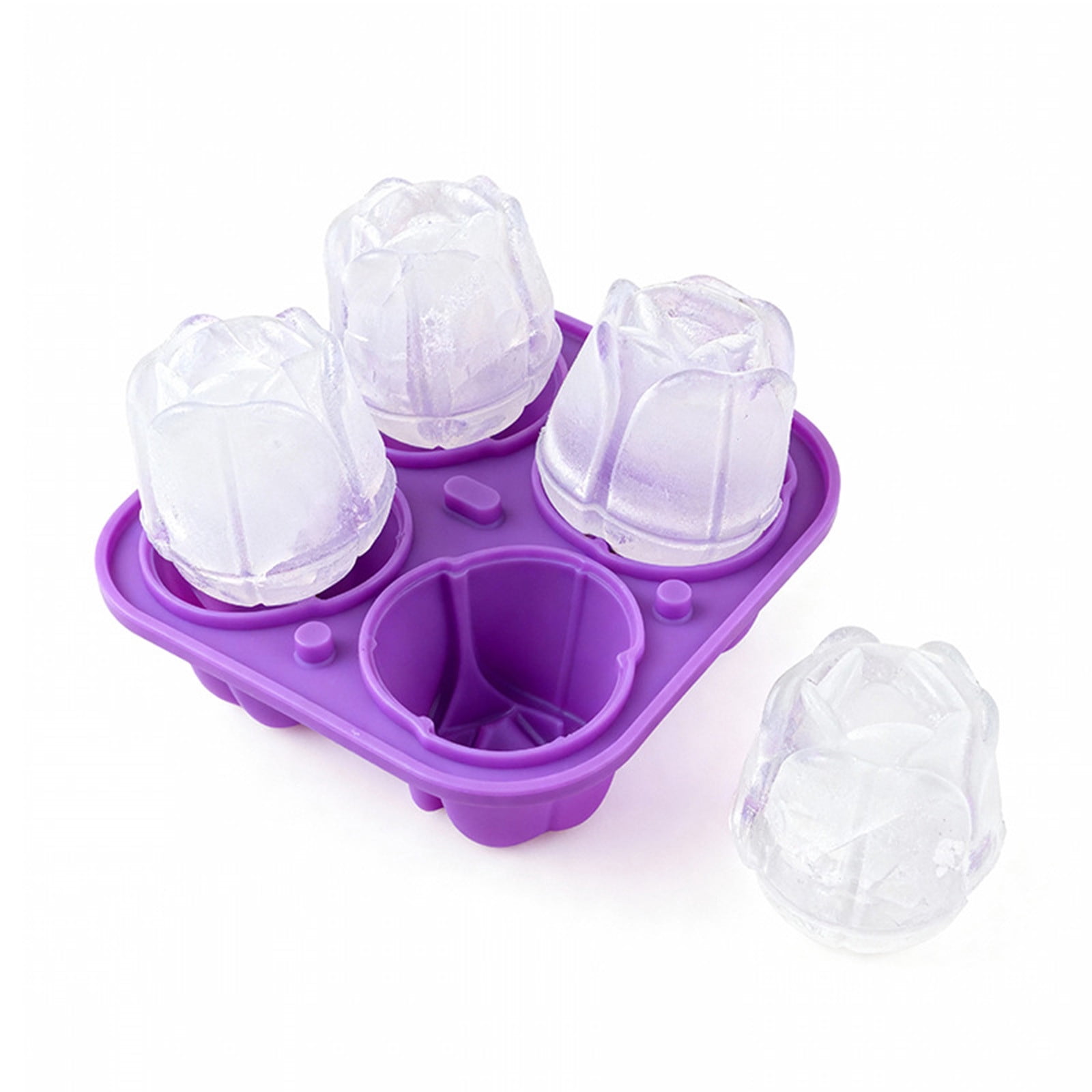 Werulen Flower Shape Silicone Ice Mold Flexible Reusable Easy Release Clean,Household Kitchen Freezer Drink Beverage Making,Ice Tray Mold,Ice Making Box,Kitchen Freezer Accessory