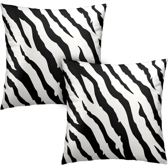 Zebra Stripes Pillowcase 20x20 Set of 2 Black and White Animal Print Stripe Throw Pillow Covers Square Cotton Blend Cushion Covers Home Decor for Sofa Bedroom