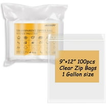9×12 Clear Ziplock Bags 100 Count, 2mil Thick 1 Gallon Food Safe Plastic Zip Poly Bags for Storage