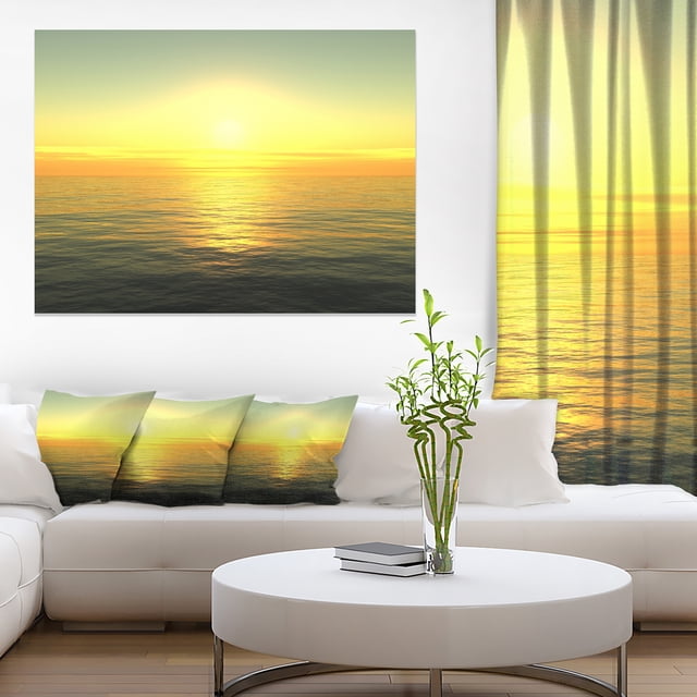 Brilliant Yellow Sunrise over Waters - Beach Photo Canvas Print