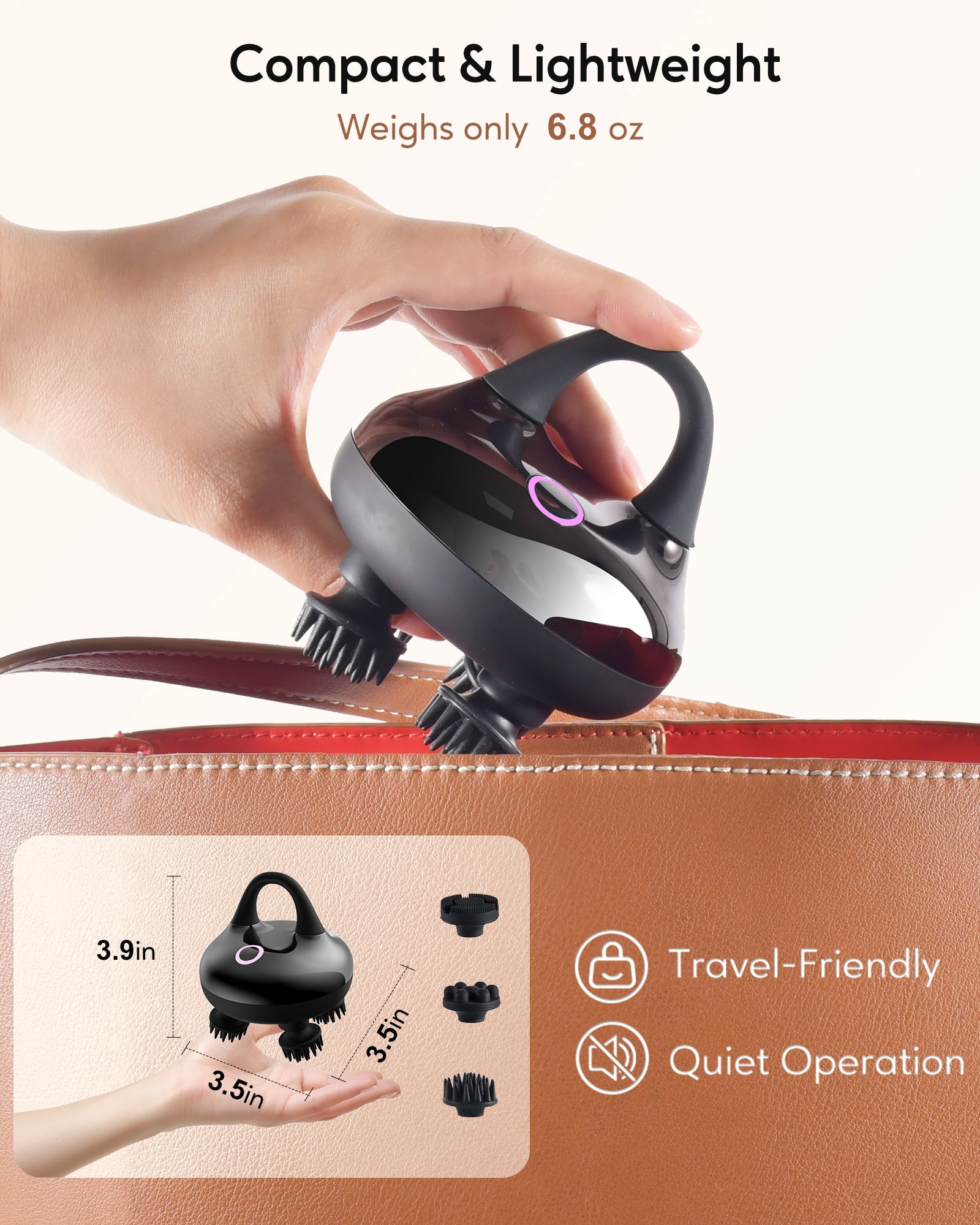 Arboleaf Electric Scalp Massager Handheld - Waterproof IPX7, 8 Removable Claws - Black