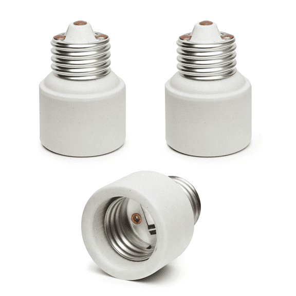 3 Pack Medium Screw Base to Medium Base Light  Socket Porcelain Extender, E26 E27  Lamp Bulb Socket Extension Adapter, (Set of 3, Porcelain E26 Extender)