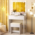 thumbnail image 4 of Ktaxon Flutted Makeup Vanity Table w/Stool, Dressing Desk with Charging Station, For Femal Gift, White, 4 of 10