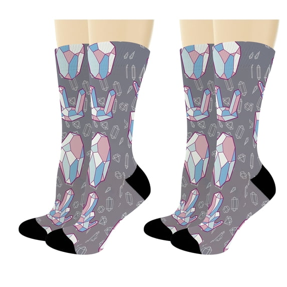 ThisWear Unique Crystal Gifts for Women and Men Gemstone Socks Energy Worker Gifts 2-Pairs Novelty Crew Socks