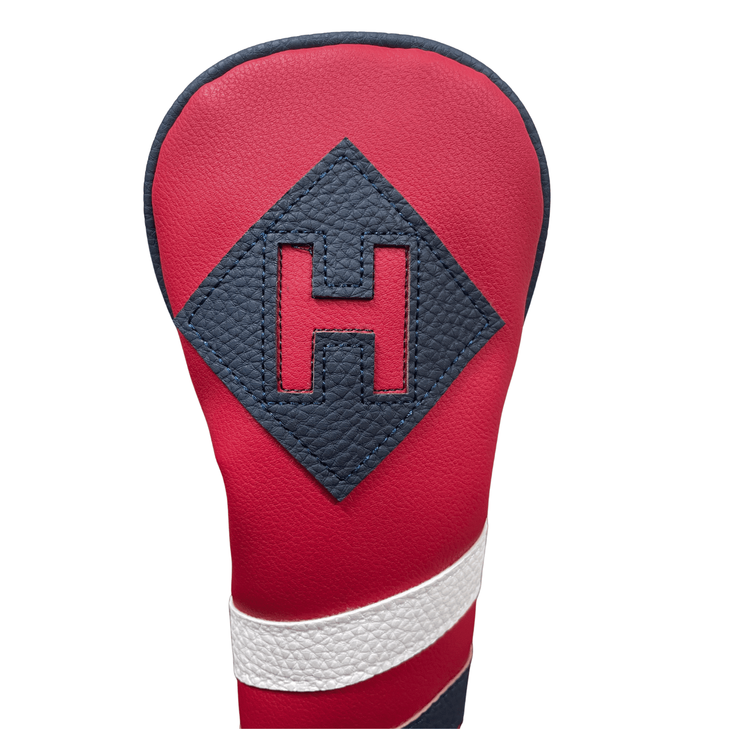 Majek Retro Golf Headcovers Red with White and Blue Stripe Vintage Leather Style 1 3 H Driver Fairway Wood and Hybrid Head Cover Classic Look