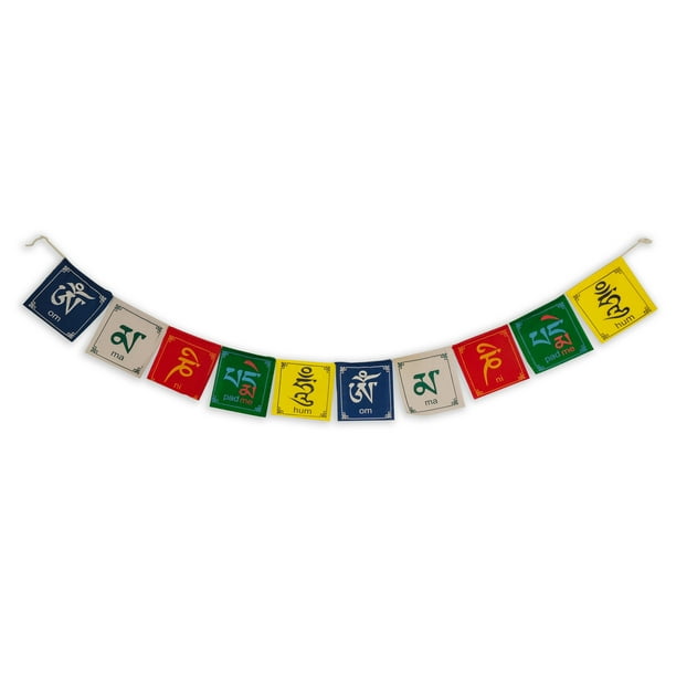 Buddha of Compassion Tibetan Prayer Flags Om Mani Padme Hum Set of 10 ...