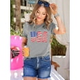 thumbnail image 4 of XCHQRTI USA Flag Shirt Women 4th of July Tee Graphic Short Sleeve Casual Memorial Day T-Shirts, 4 of 7