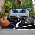 thumbnail image 2 of Blue Geometric Outdoor Rug for Patio/Deck/Porch, Non-Slip Large Area Rug 3 x 5 Ft, Contemporary White Abstract Lines Black Indoor Outdoor Rugs Washable Area Rugs, Reversible Camping Rug Carpet Runner, 2 of 8