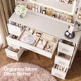 thumbnail image 2 of Homall Makeup Vanity Set with Mirror, Vanity Desk with LED Mirror & Charging Station, Vanity Table with Storage Drawers & Shelves for Bedroom Dressing Room, White, 2 of 7