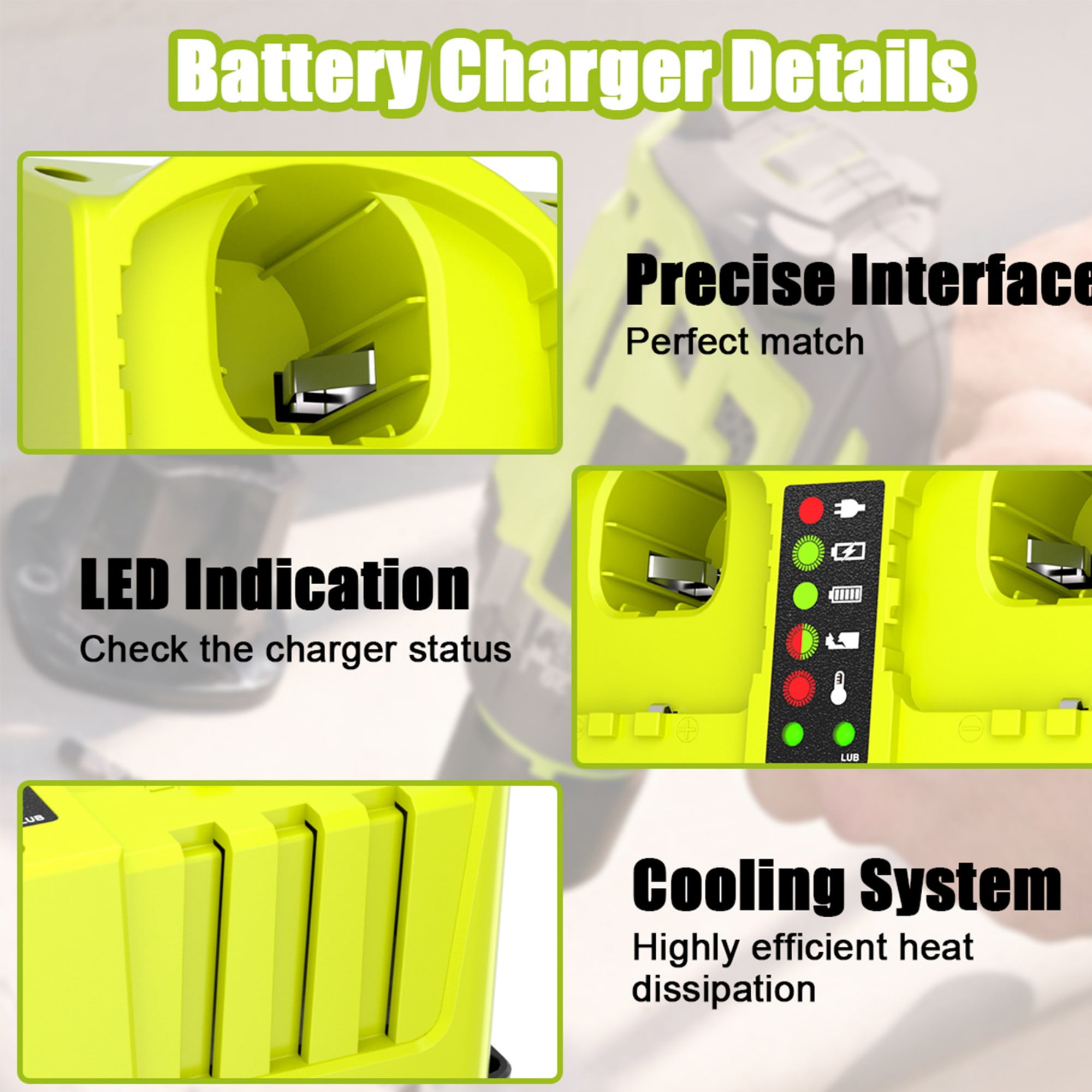 18V Dual-Port Simultaneous Charger for Ryobi ONE+ 18 Volt Battery P102 P103