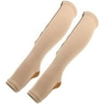 thumbnail image 1 of par de medias de compresión con cremallera hasta media pantorrilla, polainas delgadas, calcetines elásticos con punta abierta (calcetines con cremallera (color de piel, parte inferior bronce) L/XL), 1 of 14