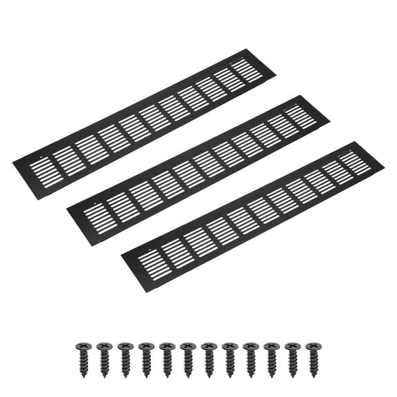 Uxcell 18 x 3.2 Inch Rectangle Ventilation Grille, 3PCS Aluminum Air Vent Cover, Black